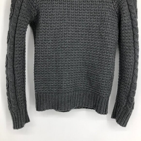 Zara Charcoal Grey Cable Knit Long Sleeve Crew Neck Raglan stitch Sweater size S - Picture 11 of 16